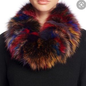 Never worn Fox Fur Rainbow Loop Scarf